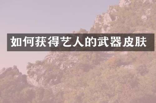 如何获得艺人的武器皮肤