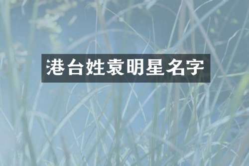 港台姓袁明星名字