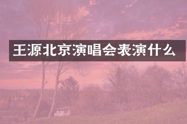 王源北京演唱会表演什么