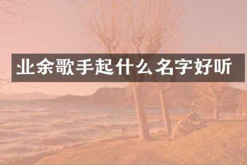 业余歌手起什么名字好听