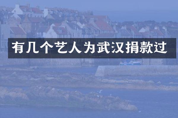有几个艺人为武汉捐款过
