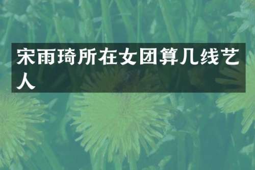 宋雨琦所在女团算几线艺人