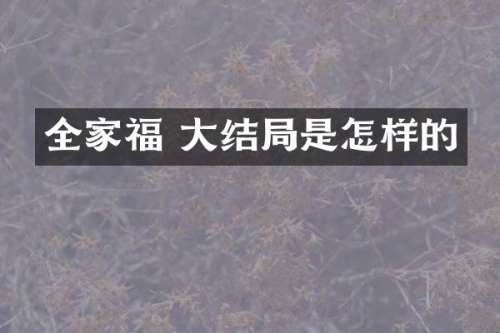 全家福 大结局是怎样的