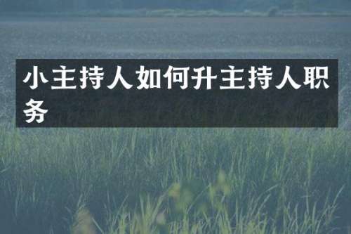 小主持人如何升主持人职务