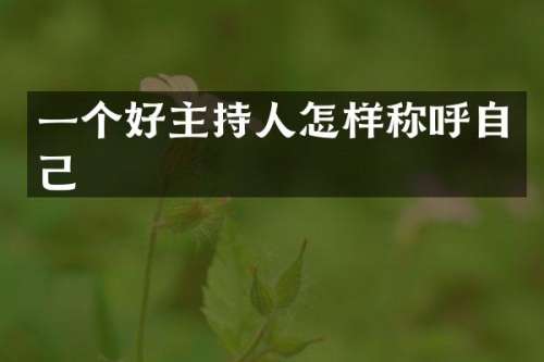 一个好主持人怎样称呼自己
