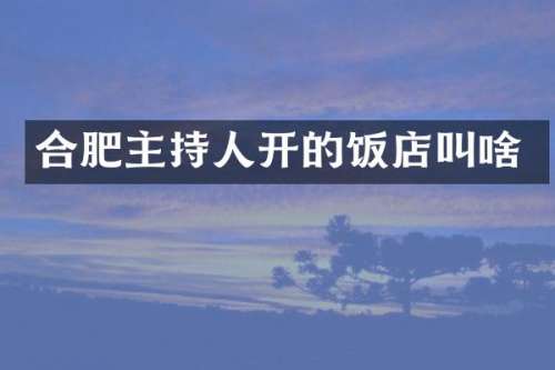 合肥主持人开的饭店叫啥