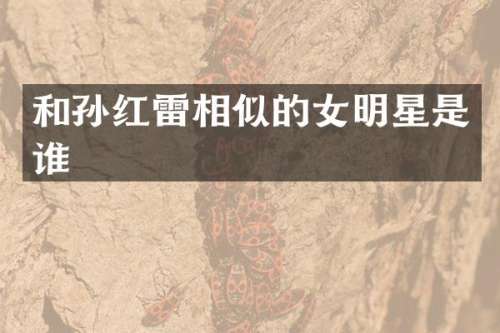 和孙红雷相似的女明星是谁