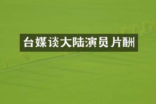 台媒谈大陆演员片酬