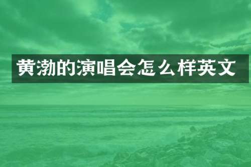 黄渤的演唱会怎么样英文