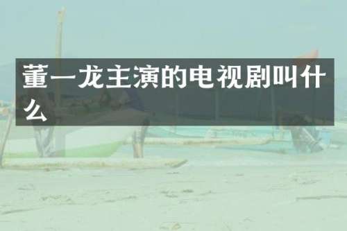 董一龙主演的电视剧叫什么
