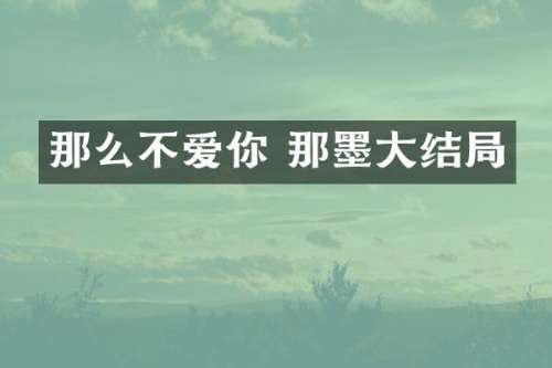 那么不爱你 那墨大结局
