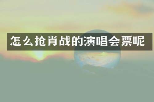 怎么抢肖战的演唱会票呢