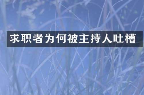 求职者为何被主持人吐槽