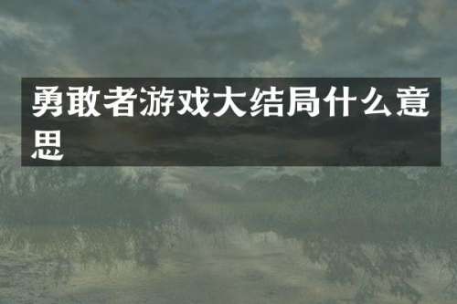 勇敢者游戏大结局什么意思