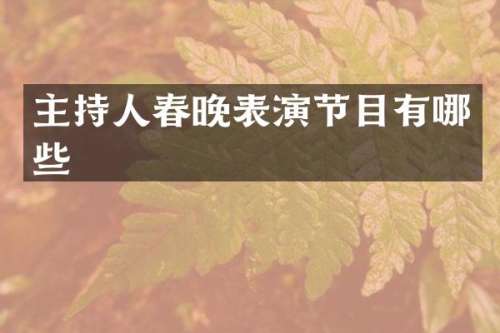 主持人表演节目有哪些
