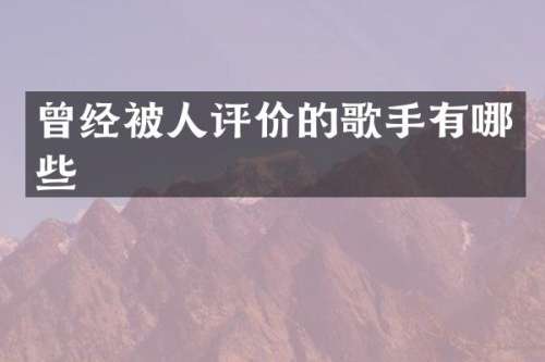 曾经被人评价的歌手有哪些