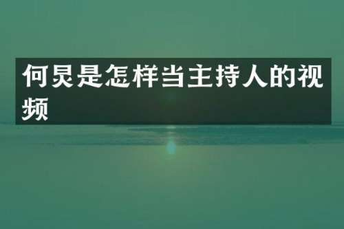 何炅是怎样当主持人的视频