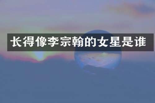 长得像李宗翰的女星是谁