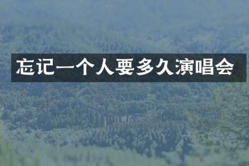 忘记一个人要多久演唱会