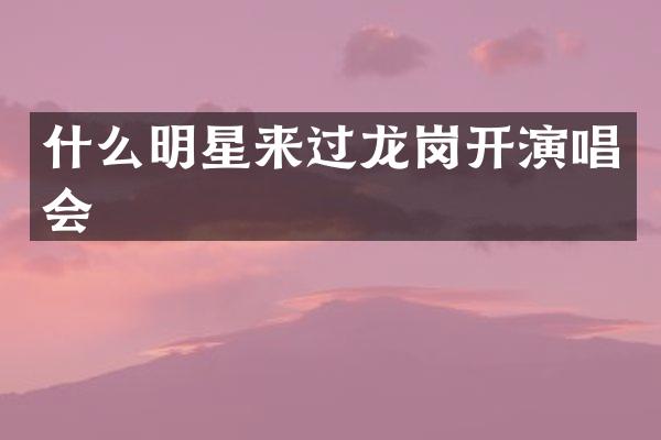 什么明星来过龙岗开演唱会