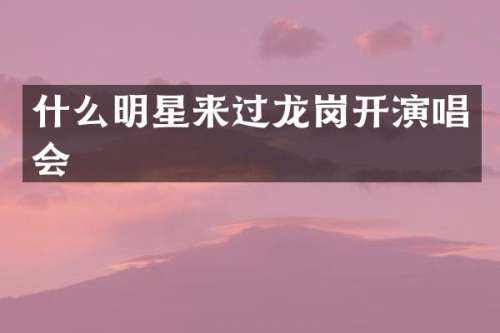 什么明星来过龙岗开演唱会