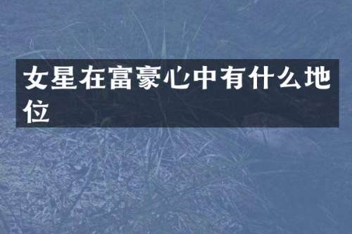 女星在富豪心中有什么地位