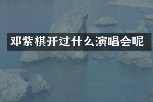 邓紫棋开过什么演唱会呢