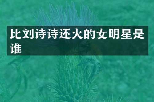 比刘诗诗还火的女明星是谁