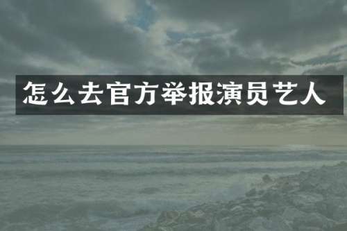 怎么去官方举报演员艺人