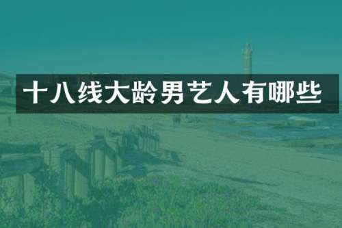 十八线大龄男艺人有哪些