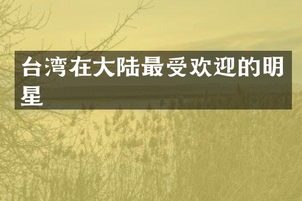台湾在大陆最受欢迎的明星