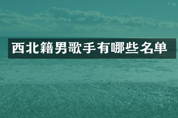 西北籍男歌手有哪些名单