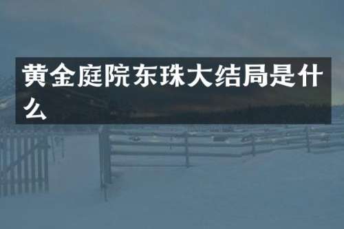 黄金庭院东珠大结局是什么