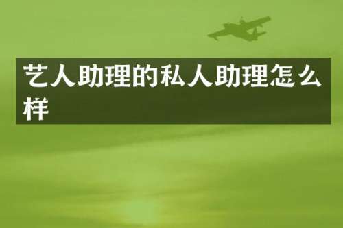 艺人助理的私人助理怎么样