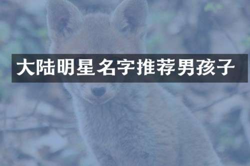 大陆明星名字推荐男孩子