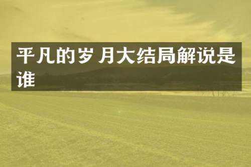 平凡的岁月大结局解说是谁