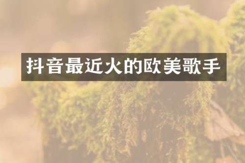 抖音最近火的欧美歌手