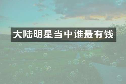 大陆明星当中谁最有钱
