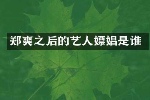 郑爽之后的艺人是谁