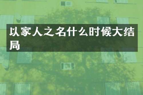 以家人之名什么时候大结局