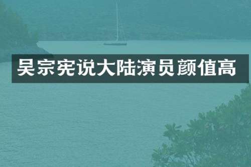 吴宗宪说大陆演员颜值高