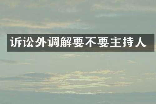 诉讼外调解要不要主持人