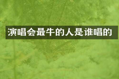 演唱会最牛的人是谁唱的