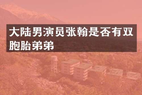 大陆男演员张翰是否有双胞胎弟弟