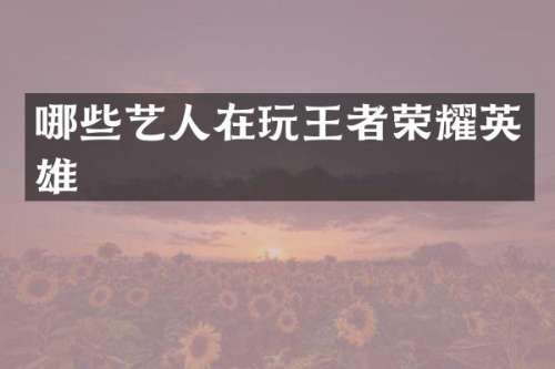 哪些艺人在玩王者荣耀英雄
