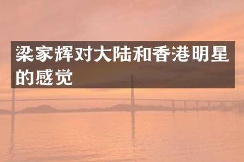 梁家辉对大陆和香港明星的感觉