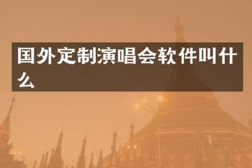 国外定制演唱会软件叫什么