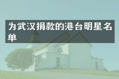 为武汉捐款的港台明星名单