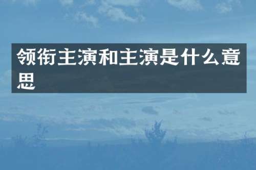 领衔主演和主演是什么意思