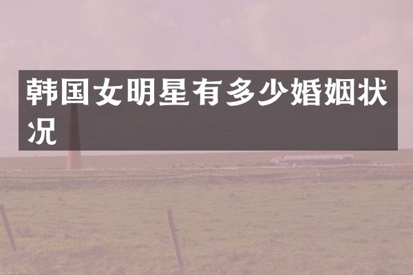韩国女明星有多少婚姻状况